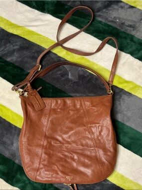 Fossil Gwen Brown Leather Hobo Crossbody